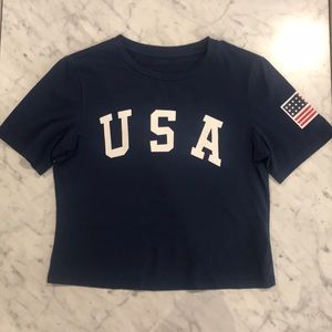 USA American Flag Navy Blue Tee Size S